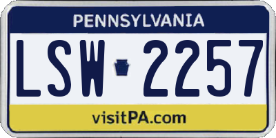 PA license plate LSW2257