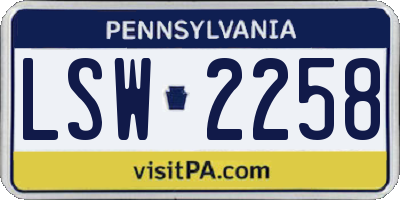 PA license plate LSW2258