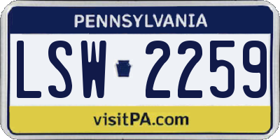 PA license plate LSW2259