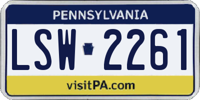 PA license plate LSW2261