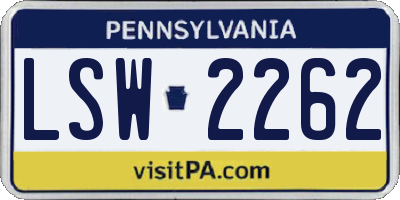 PA license plate LSW2262