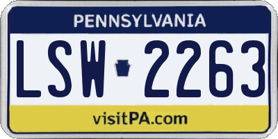 PA license plate LSW2263