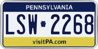 PA license plate LSW2268