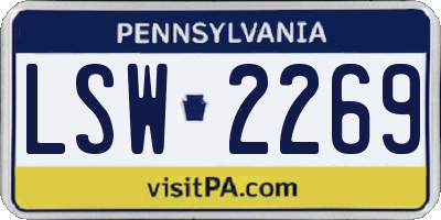 PA license plate LSW2269