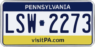 PA license plate LSW2273