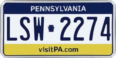 PA license plate LSW2274