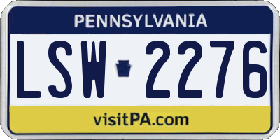 PA license plate LSW2276