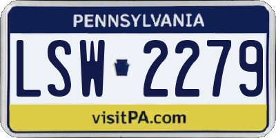PA license plate LSW2279