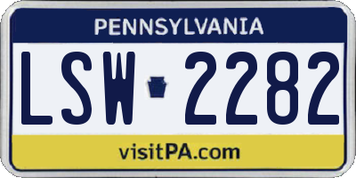 PA license plate LSW2282