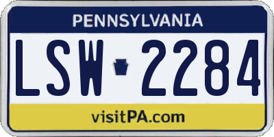 PA license plate LSW2284