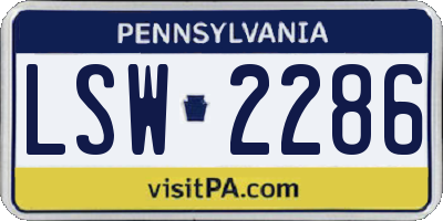 PA license plate LSW2286