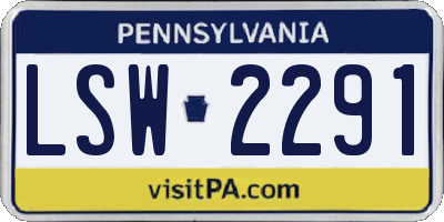 PA license plate LSW2291