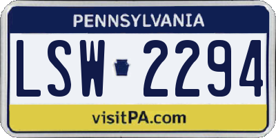 PA license plate LSW2294