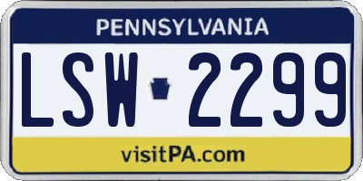 PA license plate LSW2299