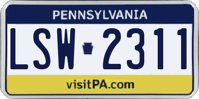 PA license plate LSW2311