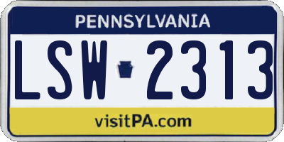 PA license plate LSW2313