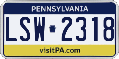 PA license plate LSW2318