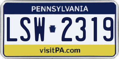 PA license plate LSW2319