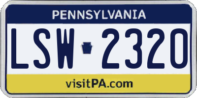 PA license plate LSW2320
