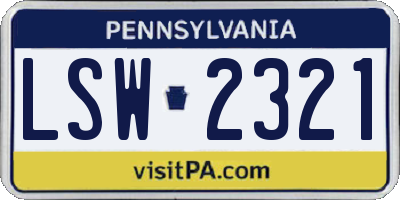 PA license plate LSW2321