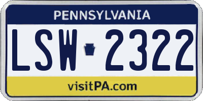 PA license plate LSW2322