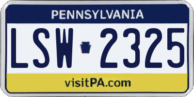 PA license plate LSW2325