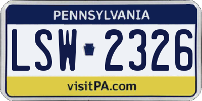 PA license plate LSW2326