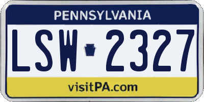PA license plate LSW2327