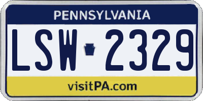 PA license plate LSW2329