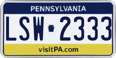 PA license plate LSW2333