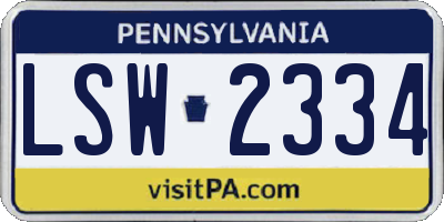 PA license plate LSW2334