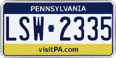 PA license plate LSW2335