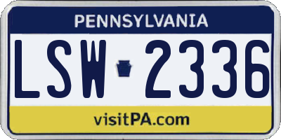 PA license plate LSW2336