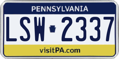 PA license plate LSW2337