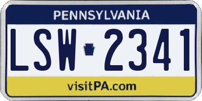 PA license plate LSW2341