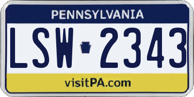 PA license plate LSW2343