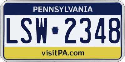 PA license plate LSW2348