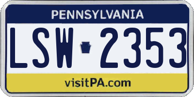PA license plate LSW2353