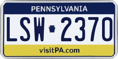 PA license plate LSW2370