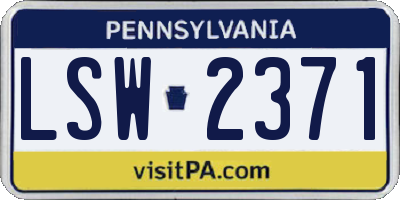 PA license plate LSW2371