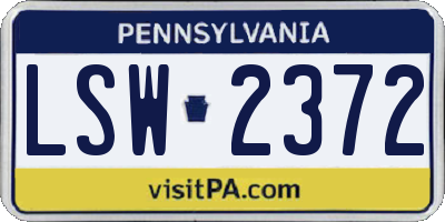 PA license plate LSW2372