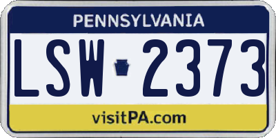 PA license plate LSW2373