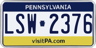 PA license plate LSW2376