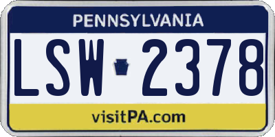 PA license plate LSW2378