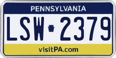PA license plate LSW2379