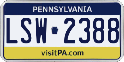 PA license plate LSW2388