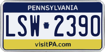 PA license plate LSW2390