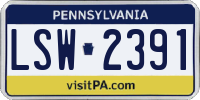 PA license plate LSW2391