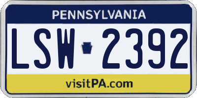 PA license plate LSW2392