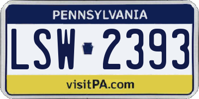 PA license plate LSW2393
